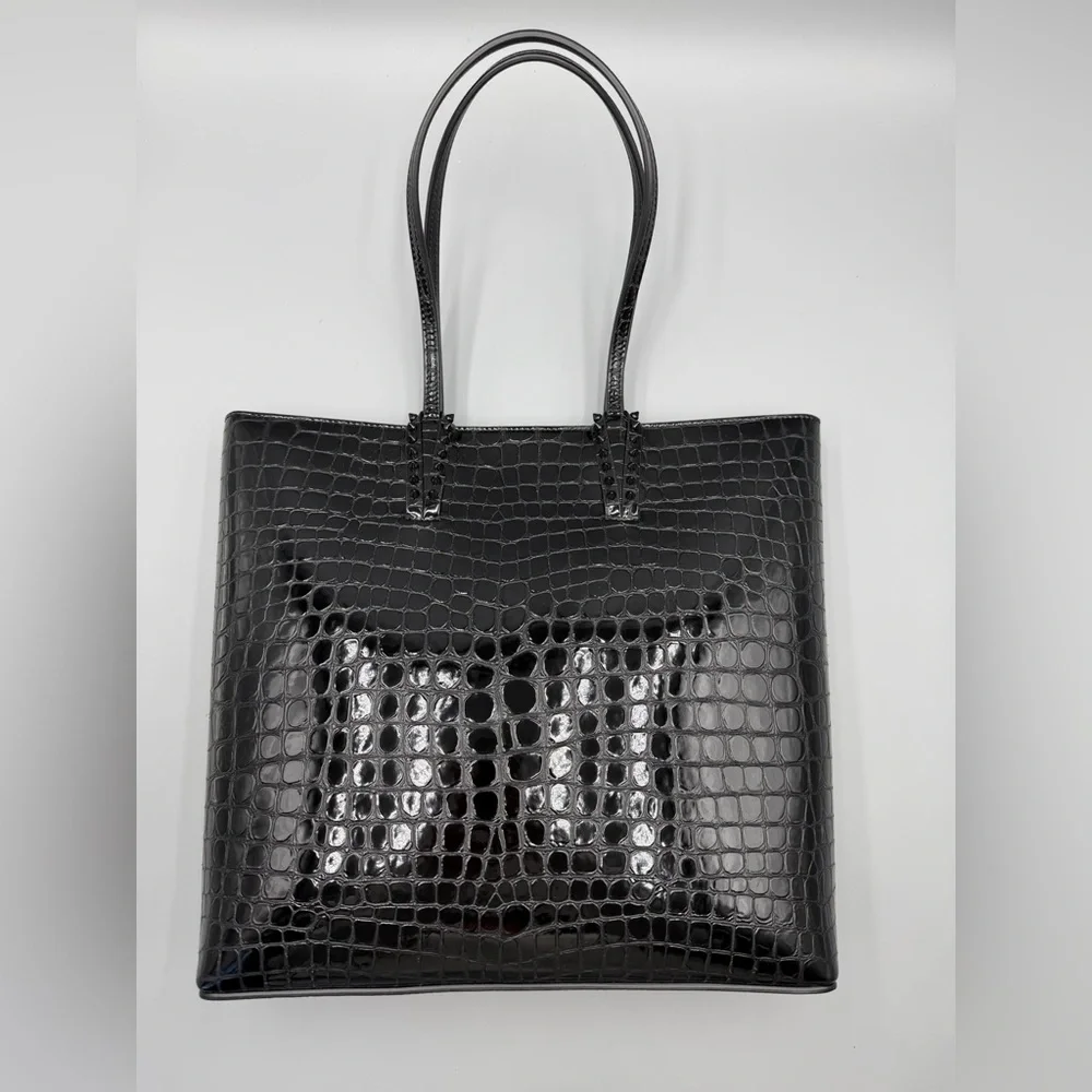 Christian Louboutin Croc Embossed Shiny Leather Tote - Picture 4 of 14